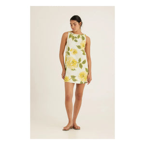 Peony – Leinen-Shiftkleid | Gelb