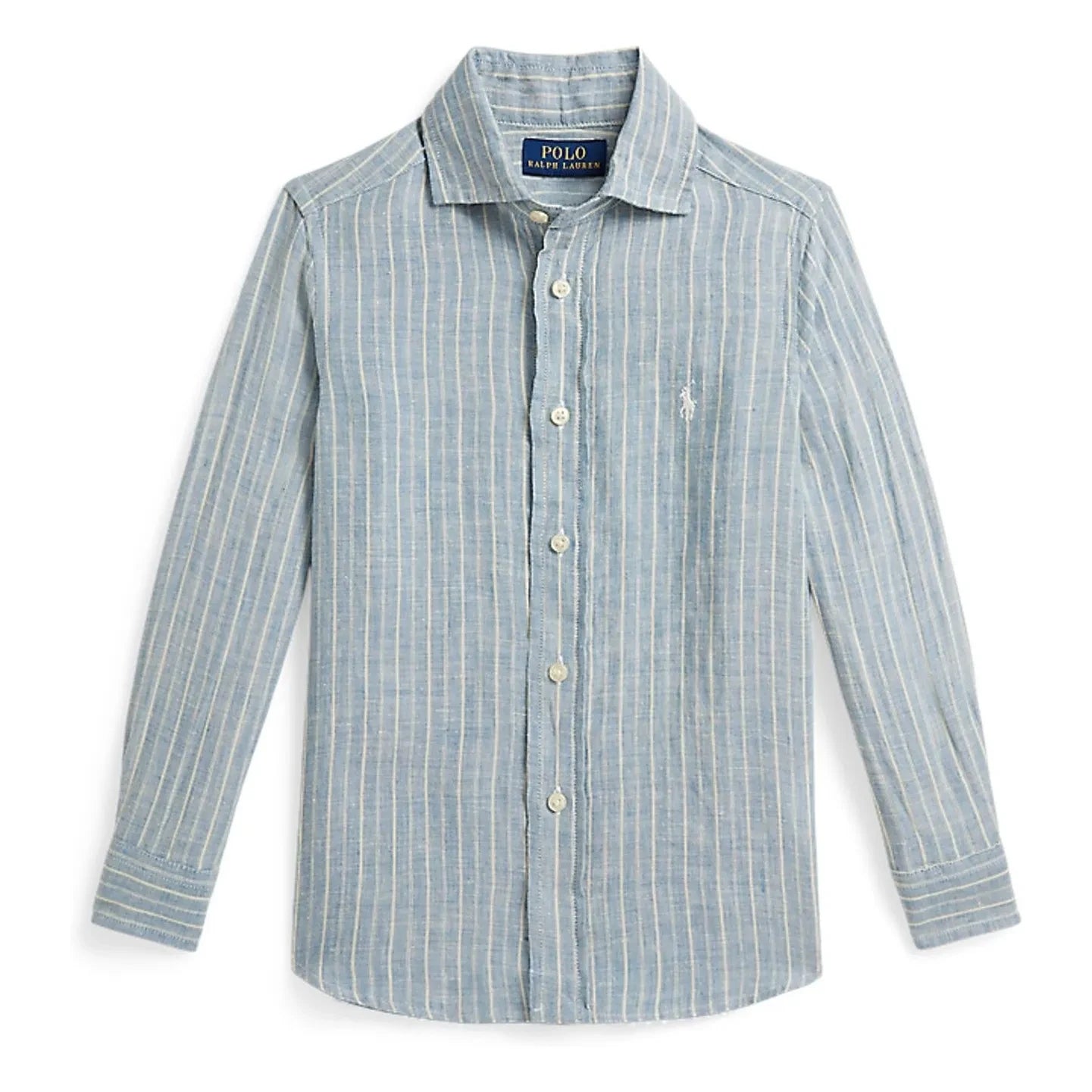Ralph Lauren - Striped Sport Logo Shirt Linen | Blue