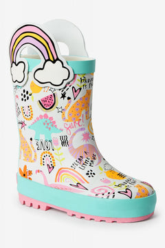 Dinossi - Botas de agua para niños de forro polar Love con asas - 30.5