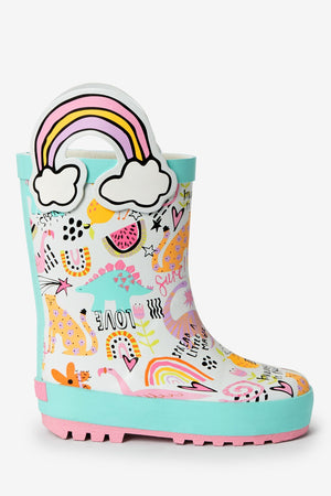 Dinossi - Botas de agua para niños de forro polar Love con asas - 30.5
