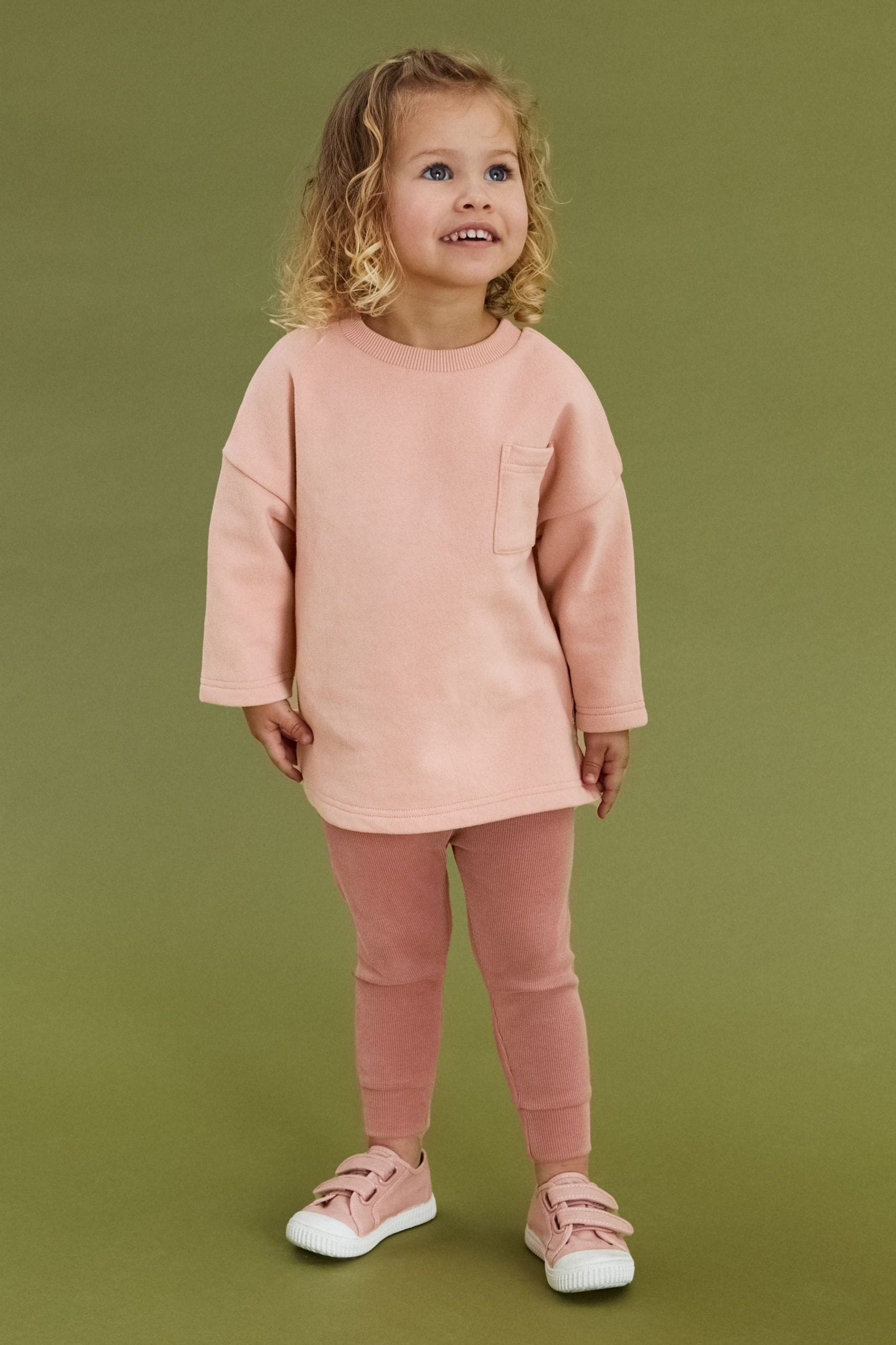 Dinossi - Conjunto de chándal de suéter y leggings rosa suave - 6-7 años