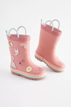 Dinossi - Soft Pembe Yumuşak Tabanlı Kız Çocuk Polarlı Yağmur Çizmesi - 30.5