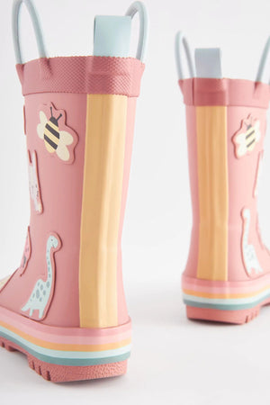 Dinossi - Soft Pembe Yumuşak Tabanlı Kız Çocuk Polarlı Yağmur Çizmesi - 30.5