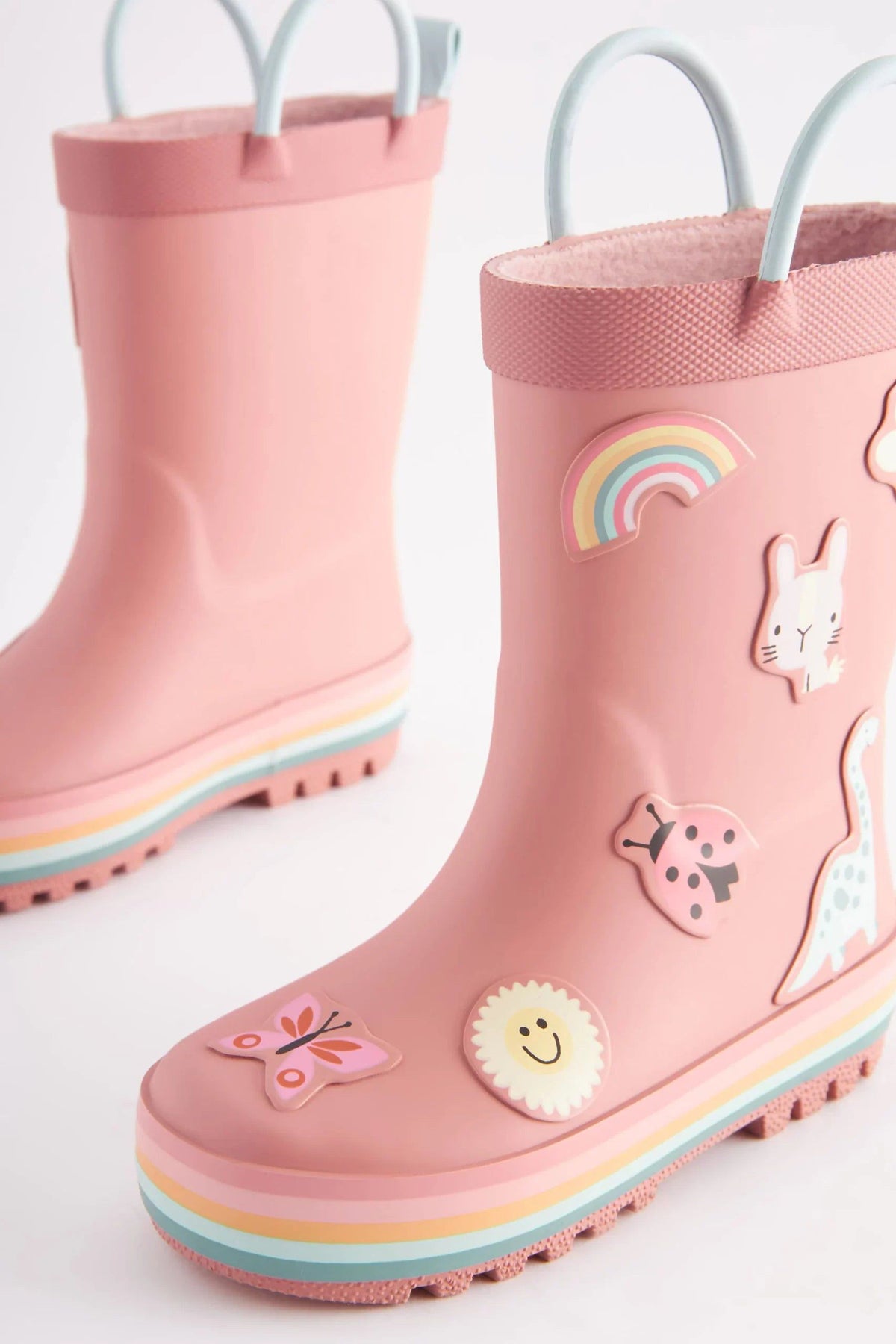 Dinossi - Soft Pembe Yumuşak Tabanlı Kız Çocuk Polarlı Yağmur Çizmesi - 30.5