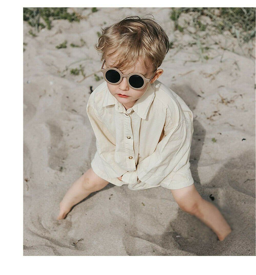 Dinossi - Sustainable White Round Kids Sunglasses 