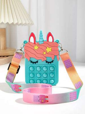 Dinossi - Unicorn Popit Design Baby Blue Girl Shoulder Bag 