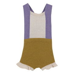 birinit - Fine knit color-blocked ruffled jumpsuit | Yellow Green