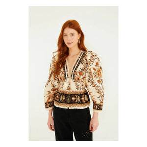 Farm Rio - Majestic Garden Bluse | Sand