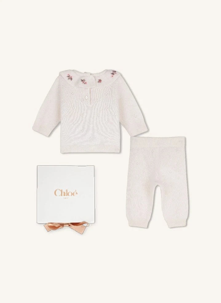 Chloé - Kaşmir Tişört ve Pantolon Takımı | Chalk