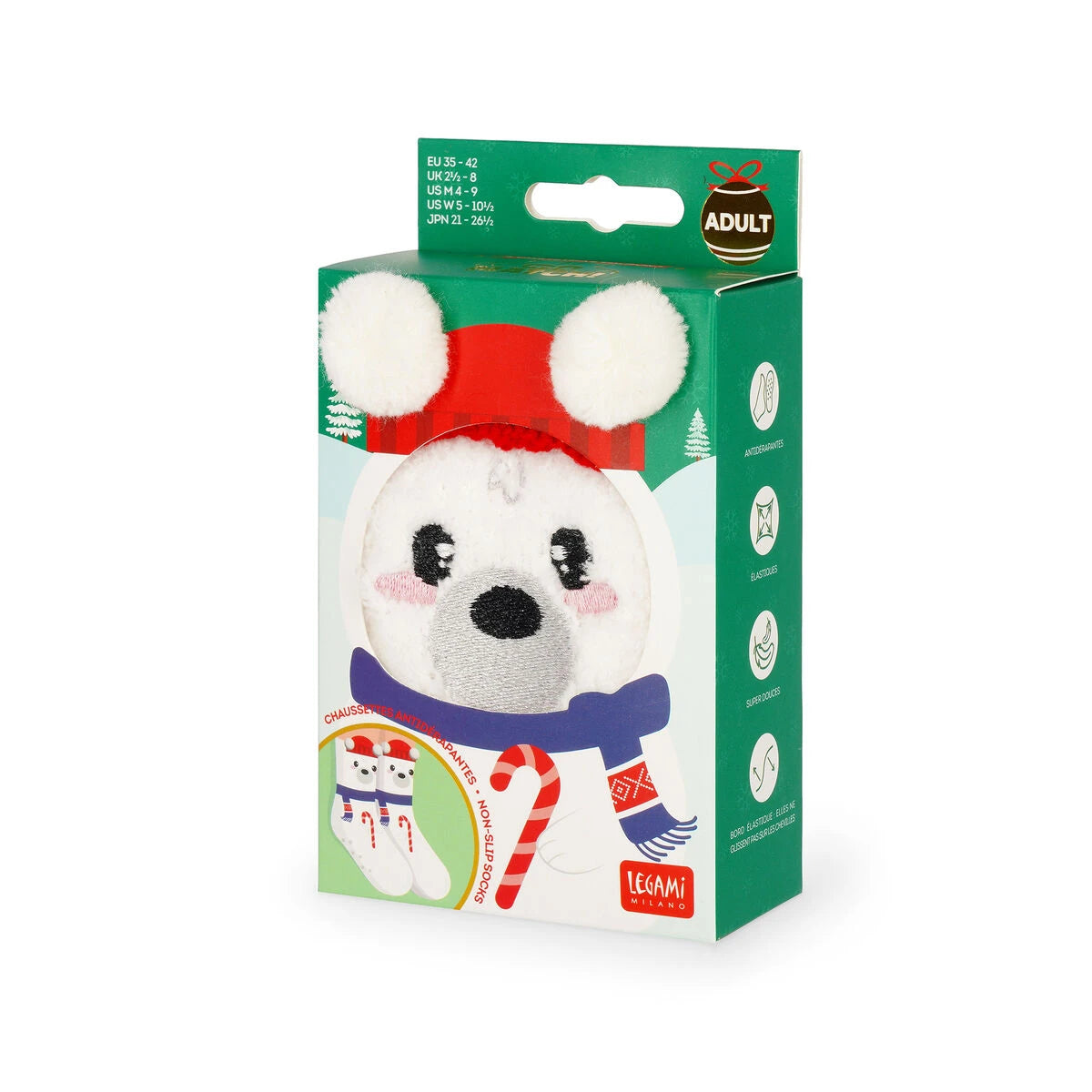 Legami - Adult Noel Slipper Çoraplar Polar Bear - Tam Bir Uyum!