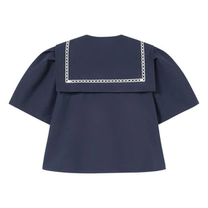 The Tiny Big Sister - Blusa de Algodón Sailor | Azul Marino