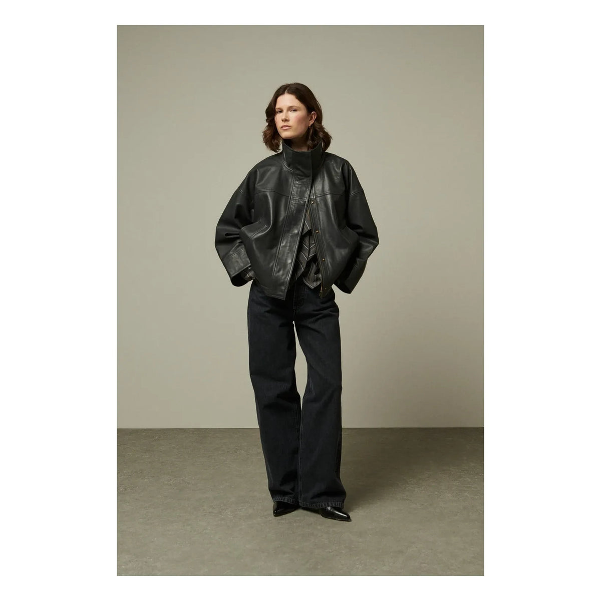 BELLEPIECE - Tiziano Lederjacke | Kohlegrau