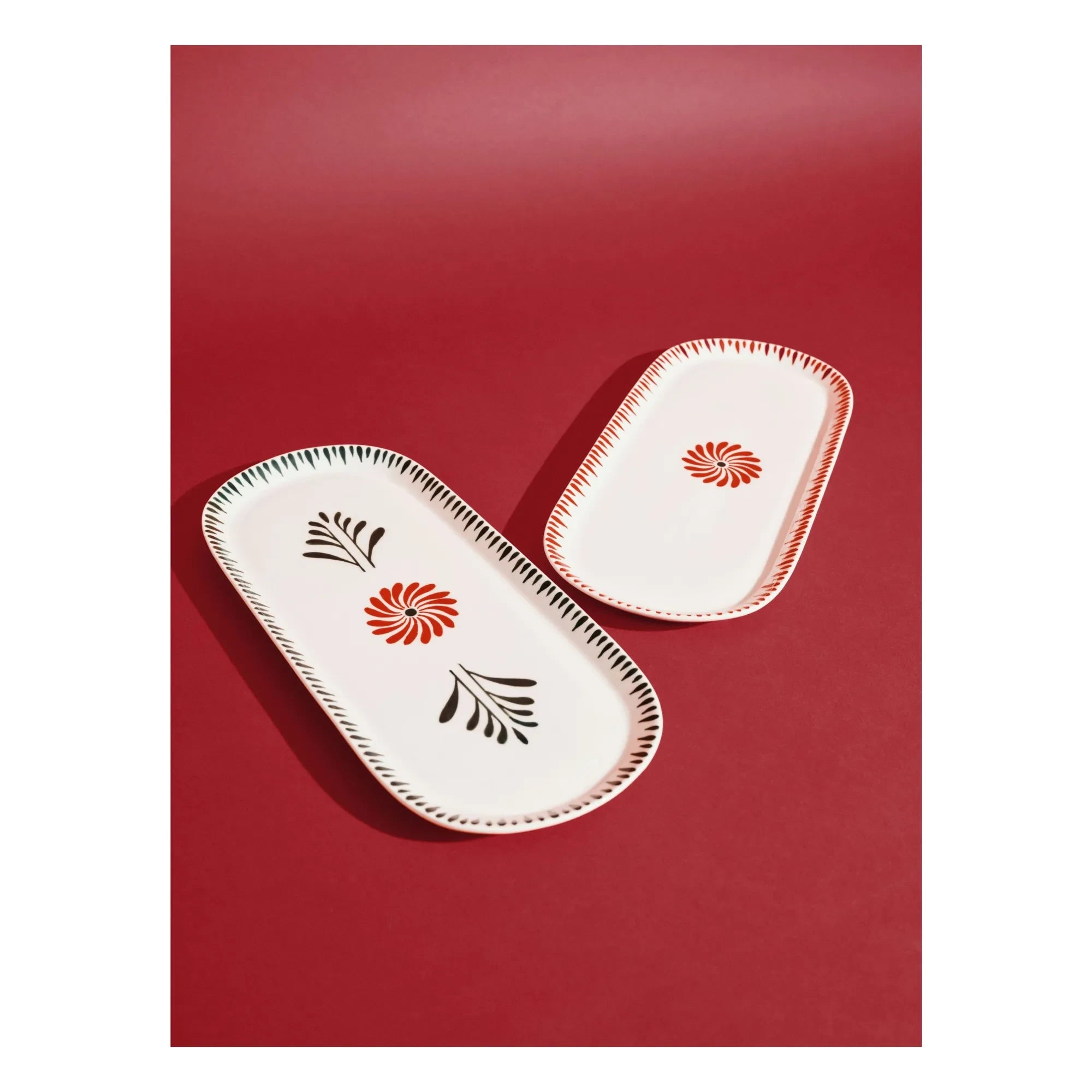 Serax - Baazar ovale Servierplatte, Waww La Table - 2er Set | Rot