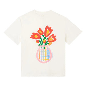 Stella McCartney Kids - Organik Pamuk Çiçek Buketi Tişört | Fildişi