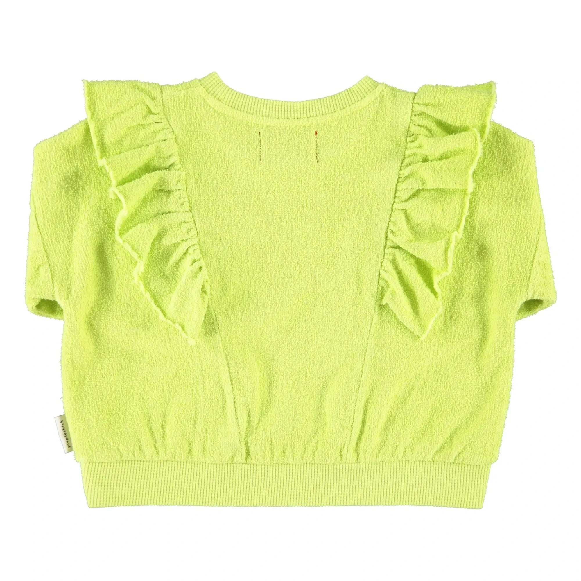 Piupiuchick - Flüoresan sarı | Organik pamuklu havlu rüfllü sweatshirt