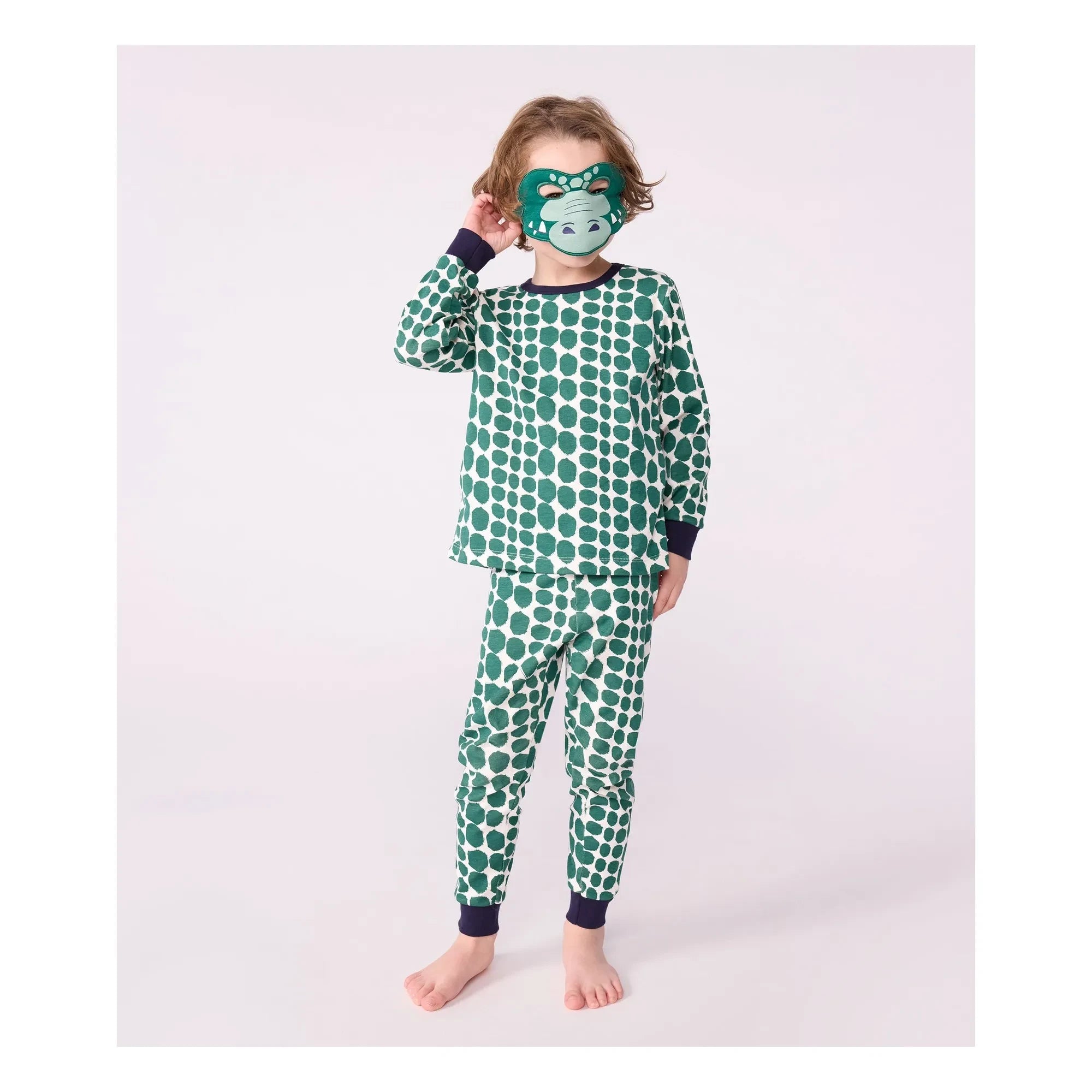 Petit Bateau - Timsah Pijama ve Maske Seti | Yeşil