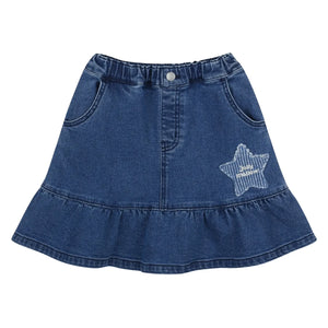 Jelly Mallow - Mavi Fırfırlı Denim Etek