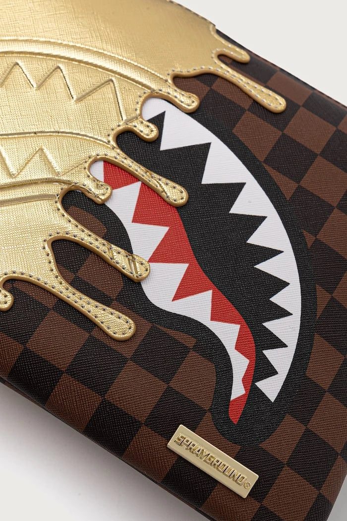 Sprayground - Brown Faux Leather Women's Shoulder Bag with Sharks in Paris 910B9344NSZ