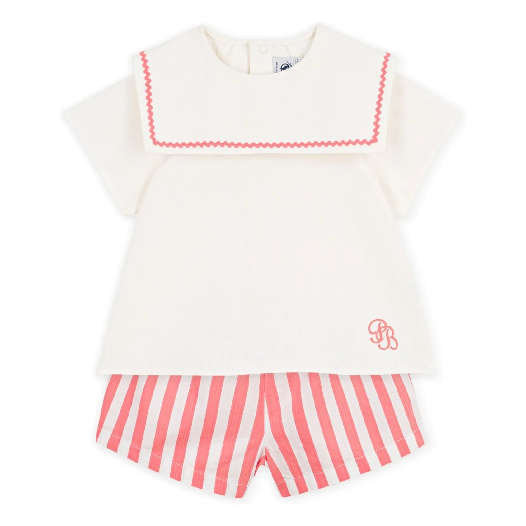Petit Bateau - Light Blue Linen Collared Pajama Shorts | Coral