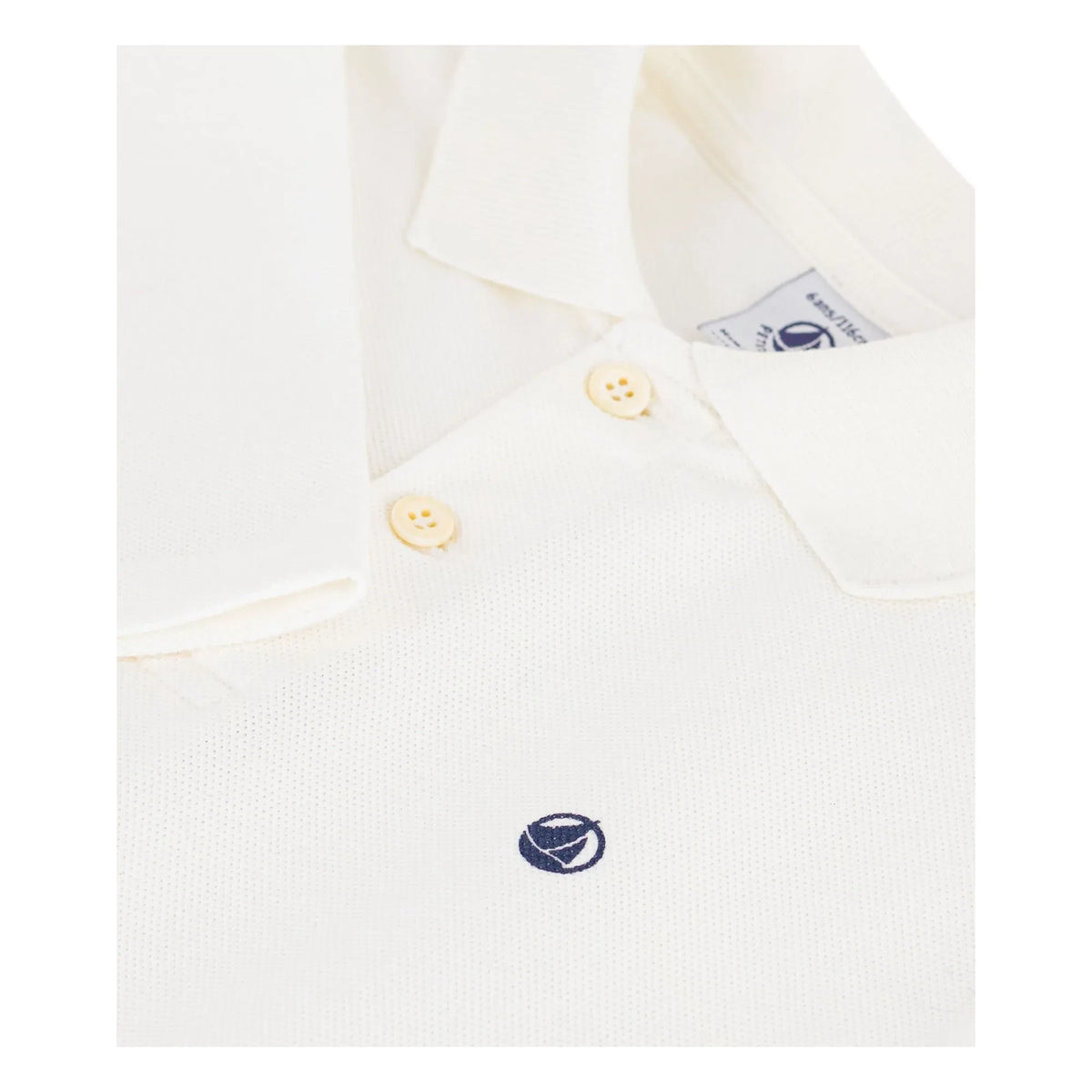 Petit Bateau - Organik pamuklu logolu polo tişört | Ekru
