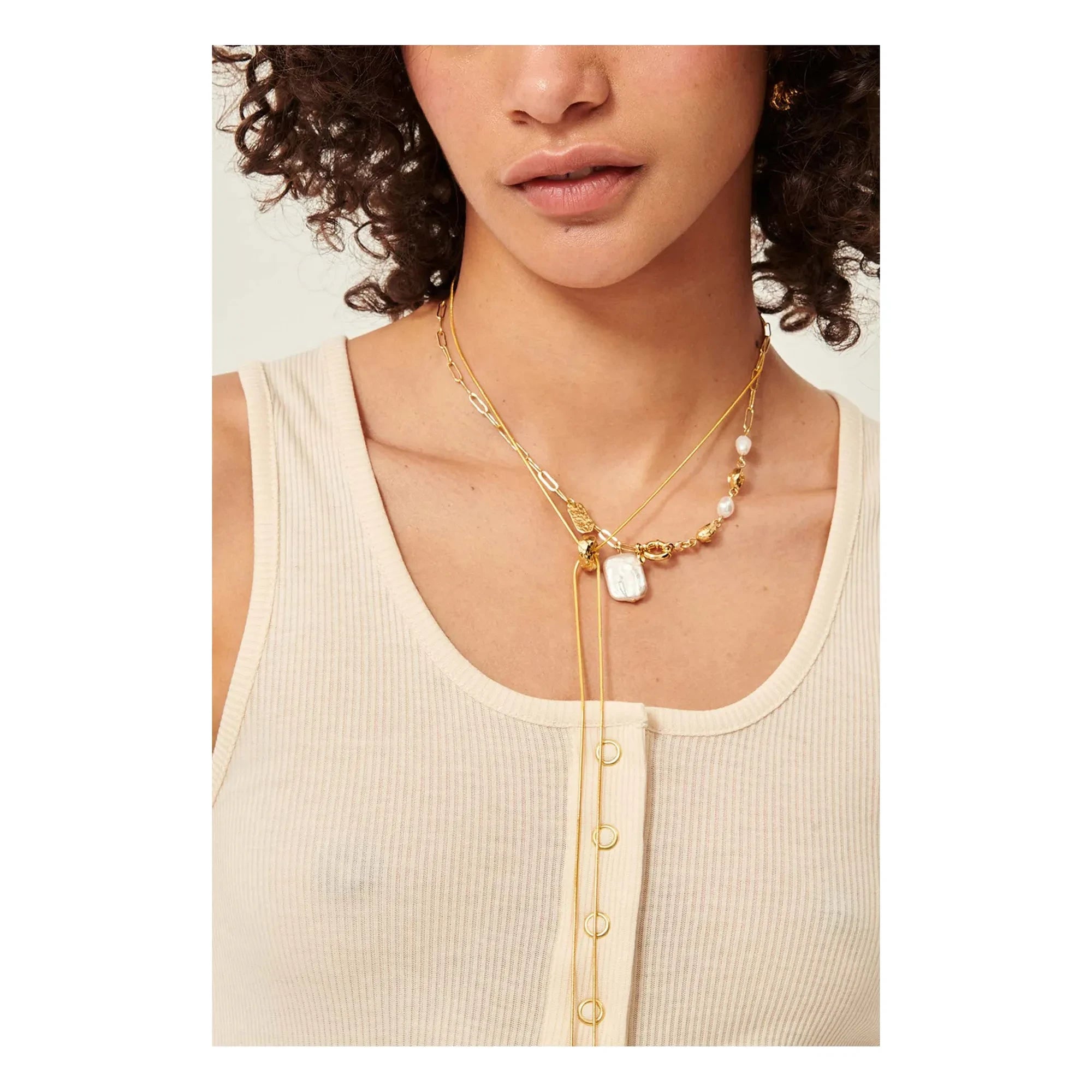 Sessùn - Camargo Spaghetti-Top | Ecru
