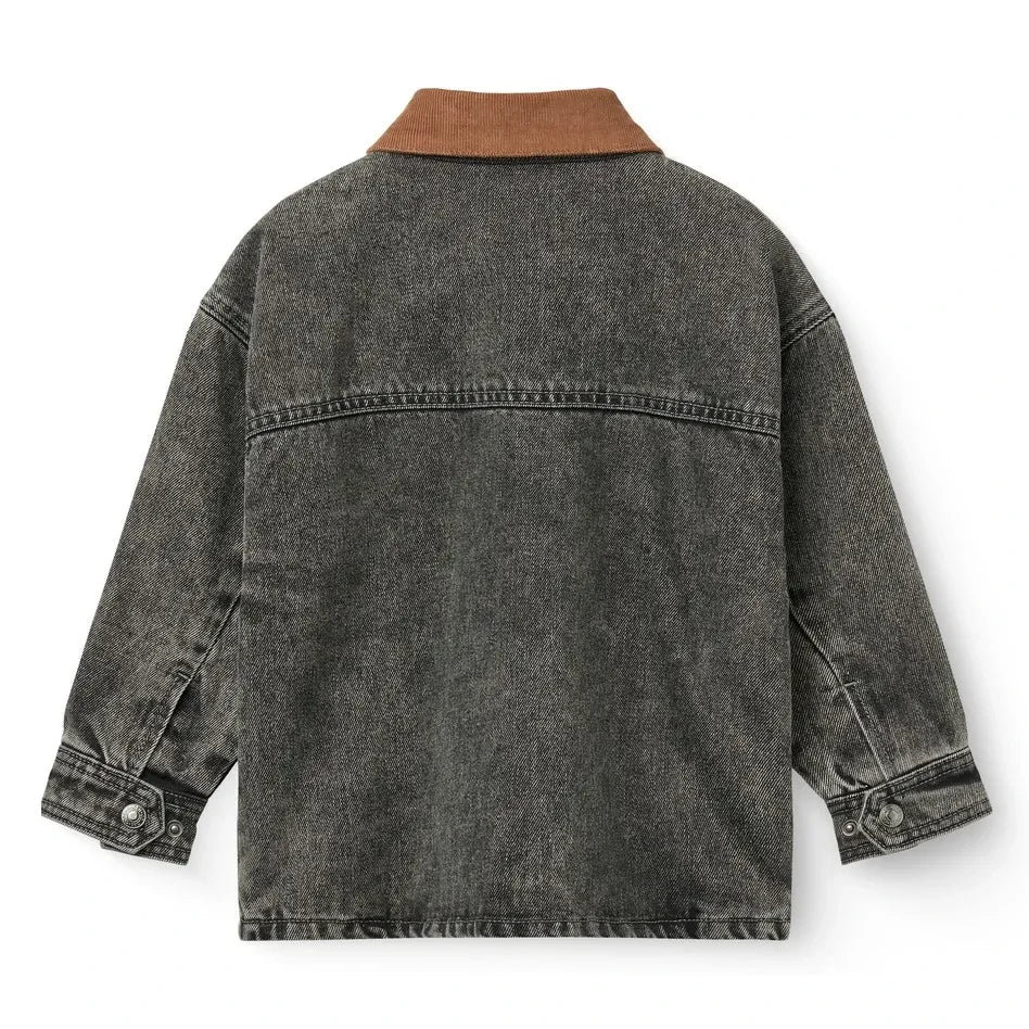 Copenhagen Colors - Organik Pamuklu Eskitilmiş Denim Ceket | Koyu gri