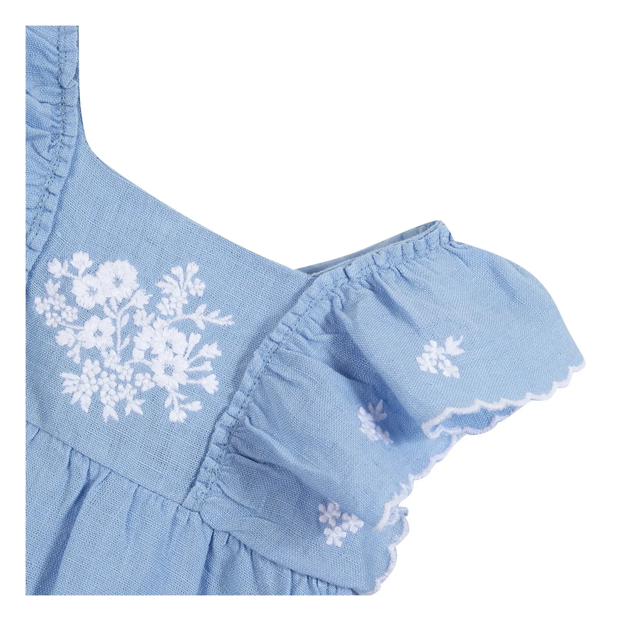 Tartine et Chocolat - Besticktes Feston Kleid | Azurblau