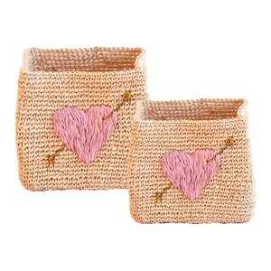 Rice - Jersey storage baskets - Set of 2 | Pale Pink