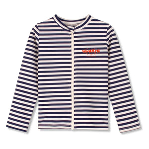 Wynken - Striped UV-Protective Zipper T-Shirt Recycled Fibers | Navy Blue