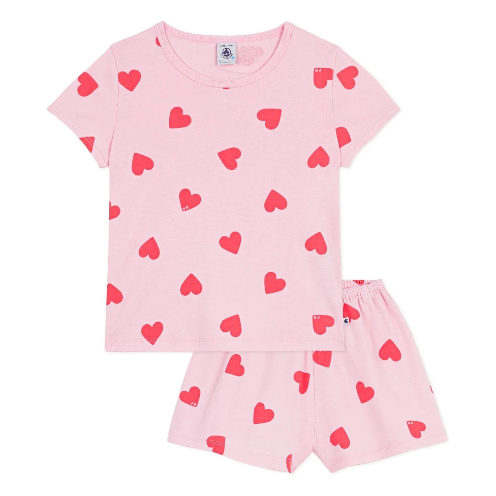 Petit Bateau - Herzgemusterte Shorts Pyjama | Rosa