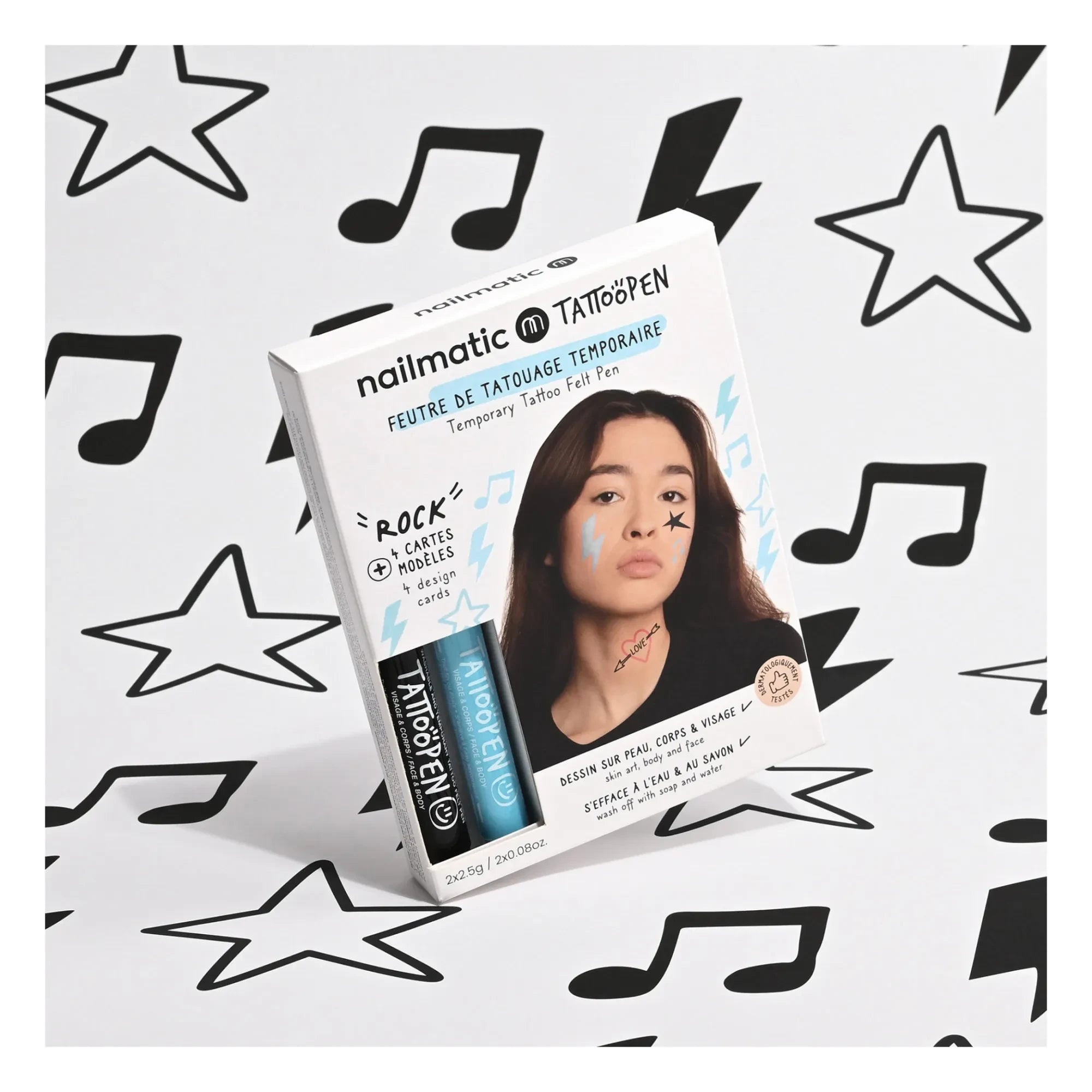 Nailmatic Kids - Tattoopen Rock dövme keçeli kalem ikili set