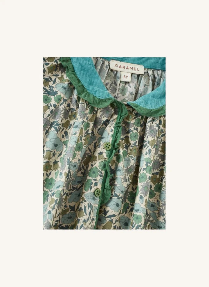 Caramel - Verdite Liberty Elbise | Yeşil