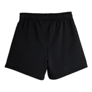 Mini Rodini - Pantalón corto de chándal de algodón orgánico con ribete en contraste | Negro