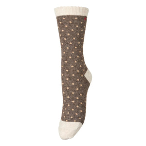 Becksöndergaard - Dotted Wola Wool Socks | Brown