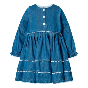 Molo - Charlotte Denim Organik Pamuklu Dantel Elbise | Mavi