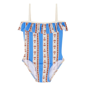 birinit - Sena Gestreifter Baby-Badeanzug | Azurblau