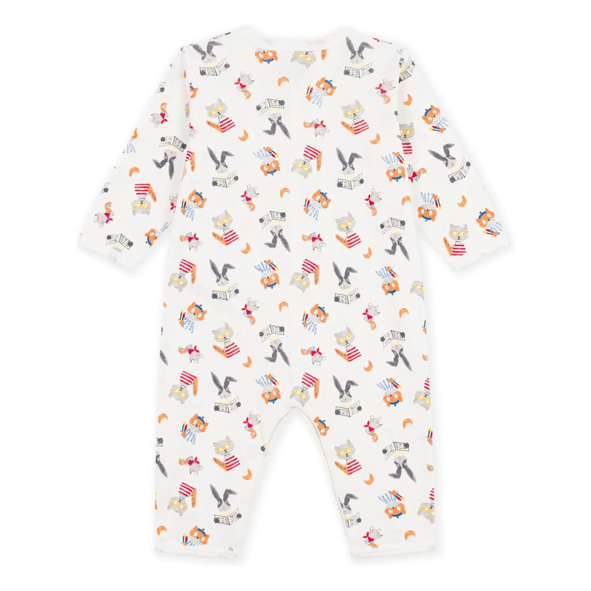 Petit Bateau - Organik Pamuklu Dors Bien Hayvanlar Pijama | Beyaz