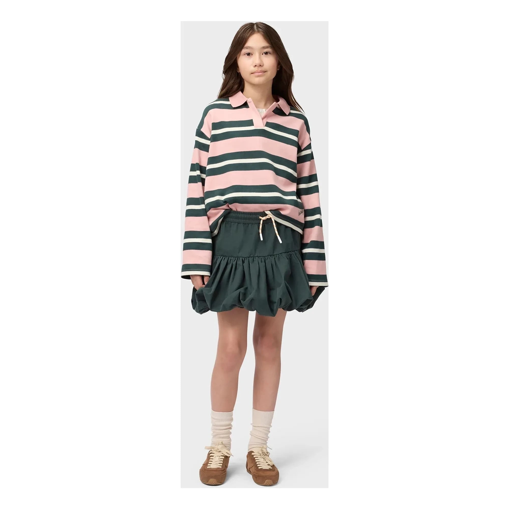 Molo - Polo a rayas Mille de algodón orgánico | Rosa empolvado