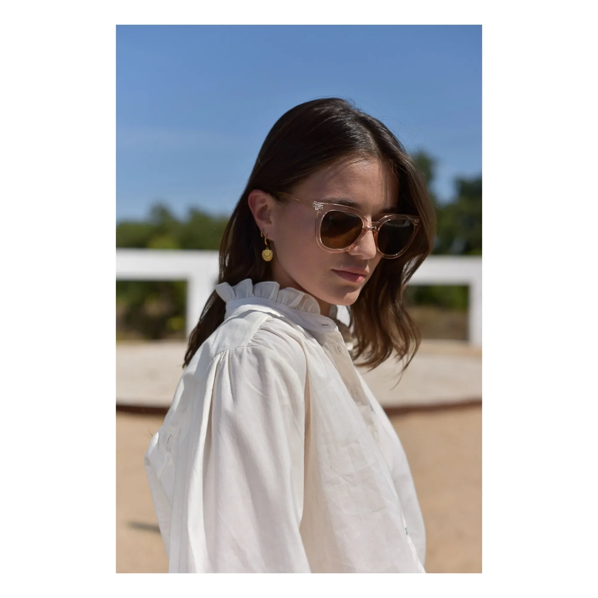 Marlot Paris - Dahlia Seersucker bluz - Kadın koleksiyonu | Ekru