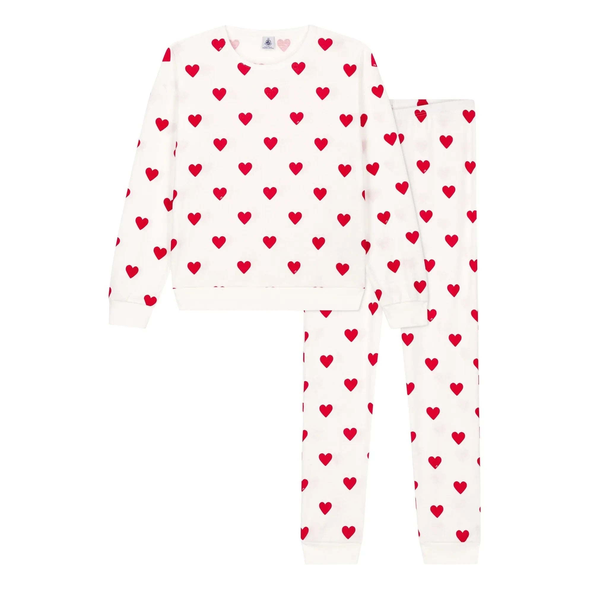 Petit Bateau - Kalp Pijama Seti - Kadın Koleksiyonu | Beyaz