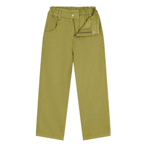 Petit Bateau - Pantalón de sarga con cordón en la cintura | Verde oliva