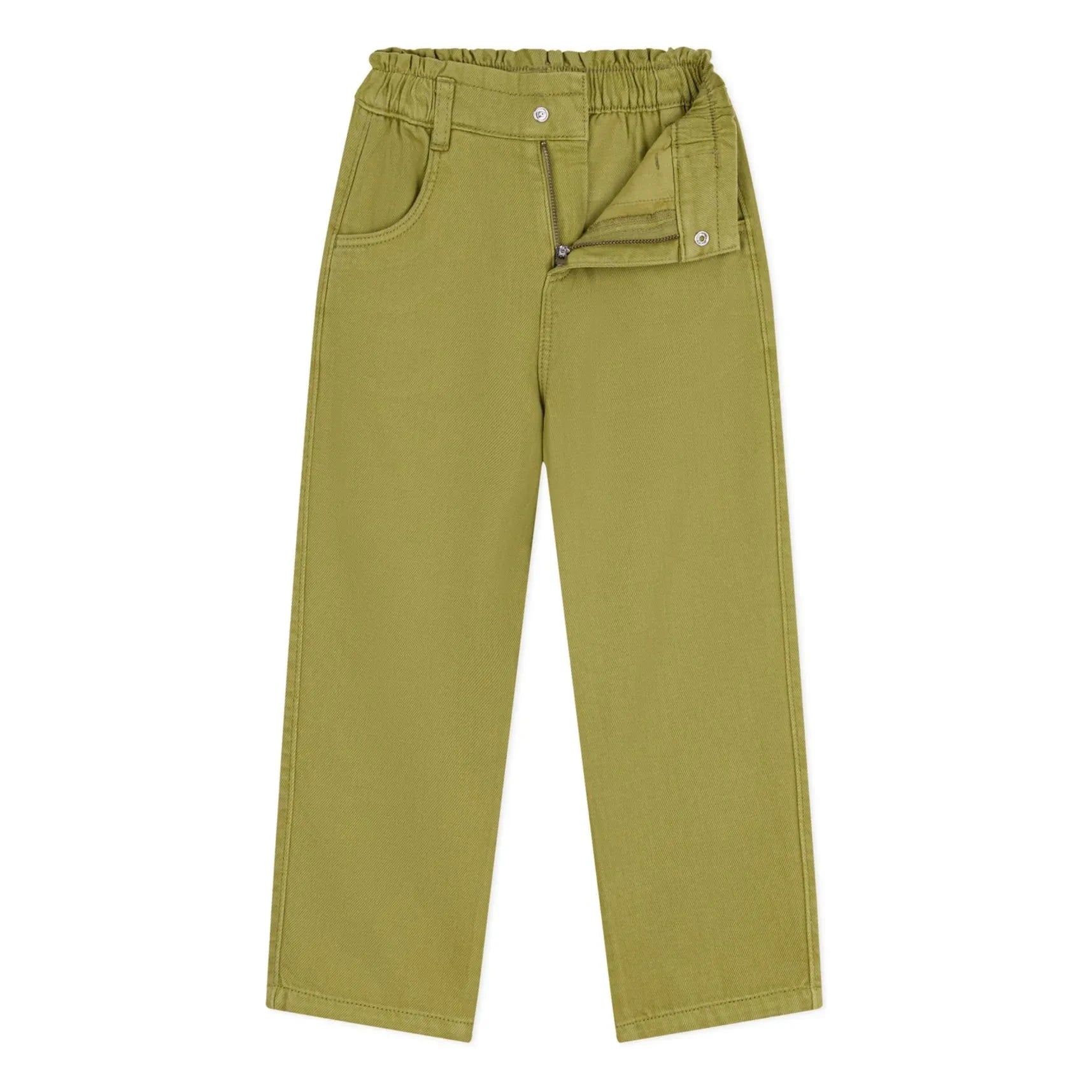 Petit Bateau - Pantalón de sarga con cordón en la cintura | Verde oliva