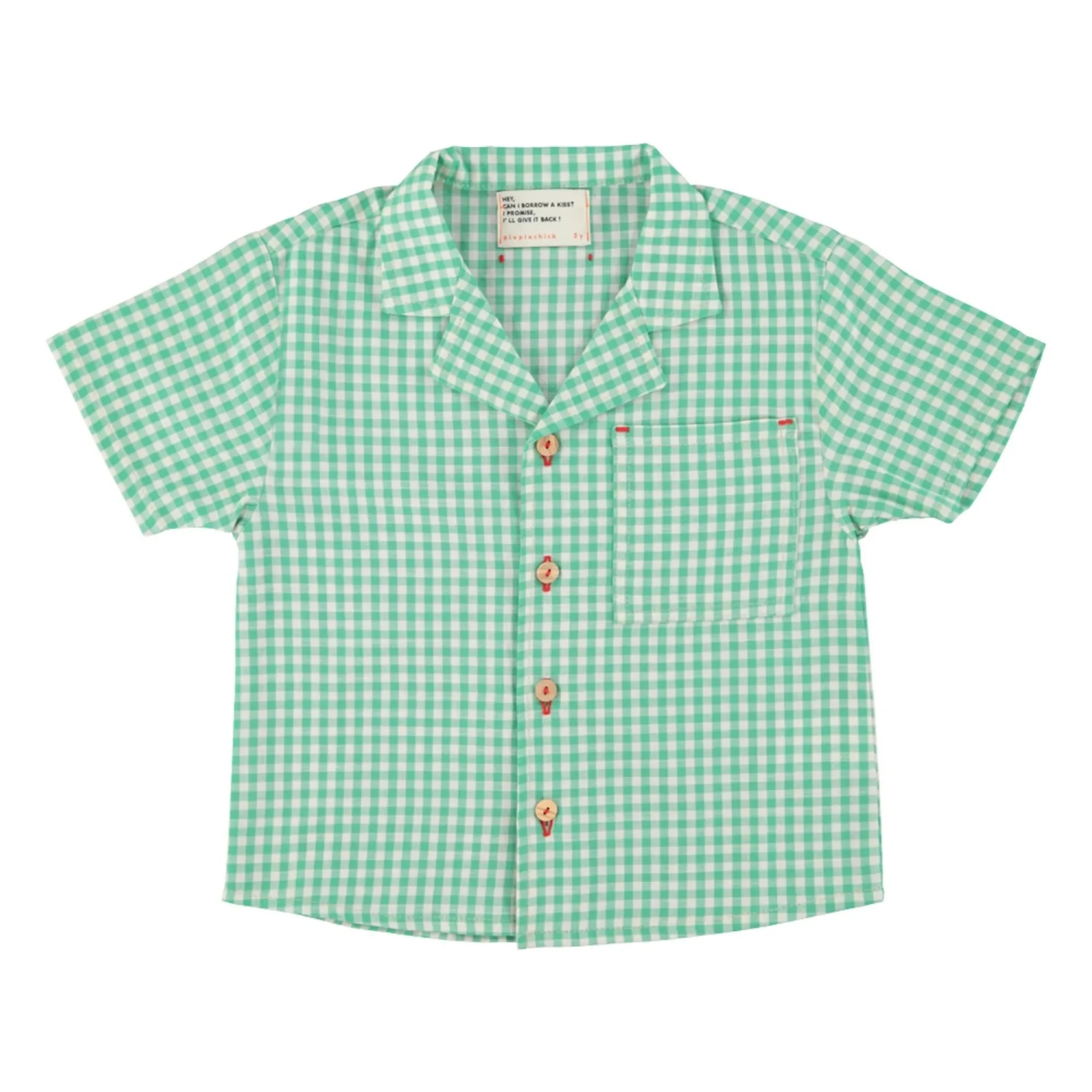 Piupiuchick - Organik Pamuklu Gingham Gömlek | Turkuaz