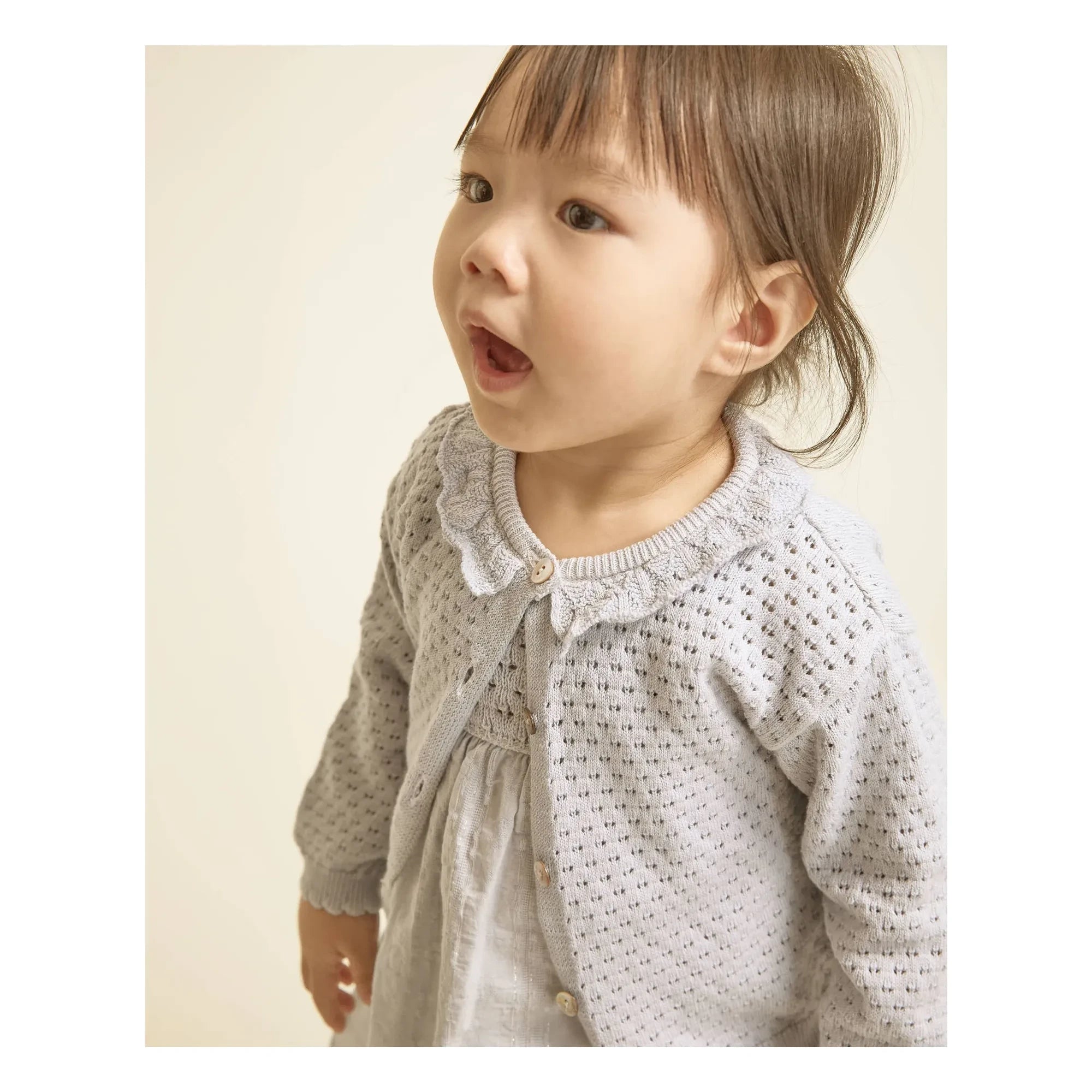 Búho - Cardigan Pointelle Boho Organik Pamuk | Açık mavi
