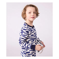 Petit Bateau - Zebra Pijama ve Maske Seti | Ecru