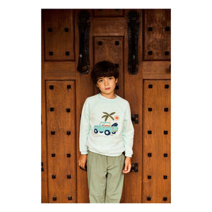 Arsène and Les Pipelettes - Turquoise Sweat Car Organic Cotton