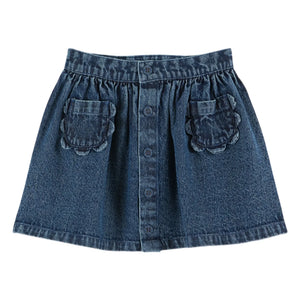 Emile et Ida - Geblümter Jeansrock mit Taschen | Blau
