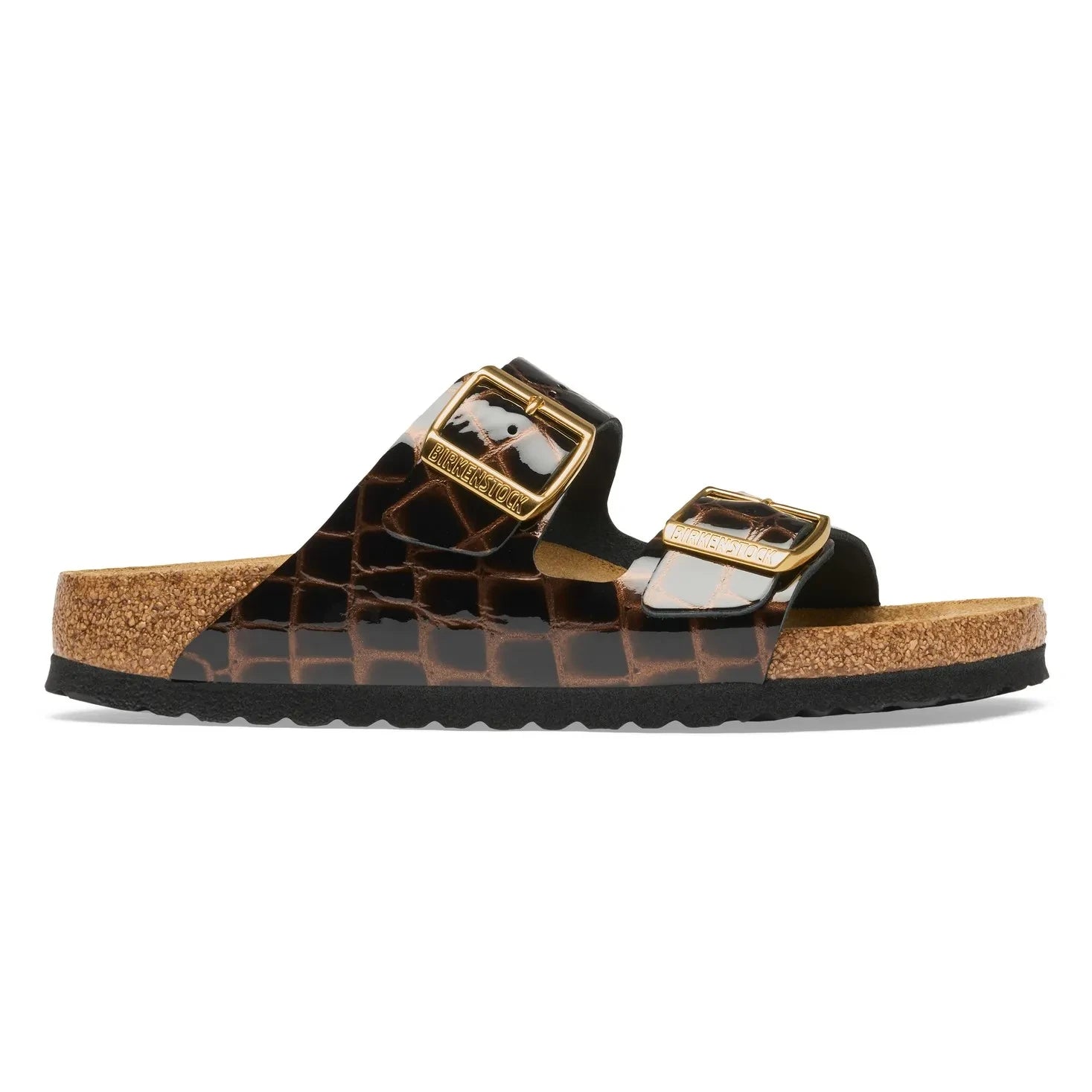 BIRKENSTOCK - صندل Arizona من الجلد بنقشة التمساح | أسود