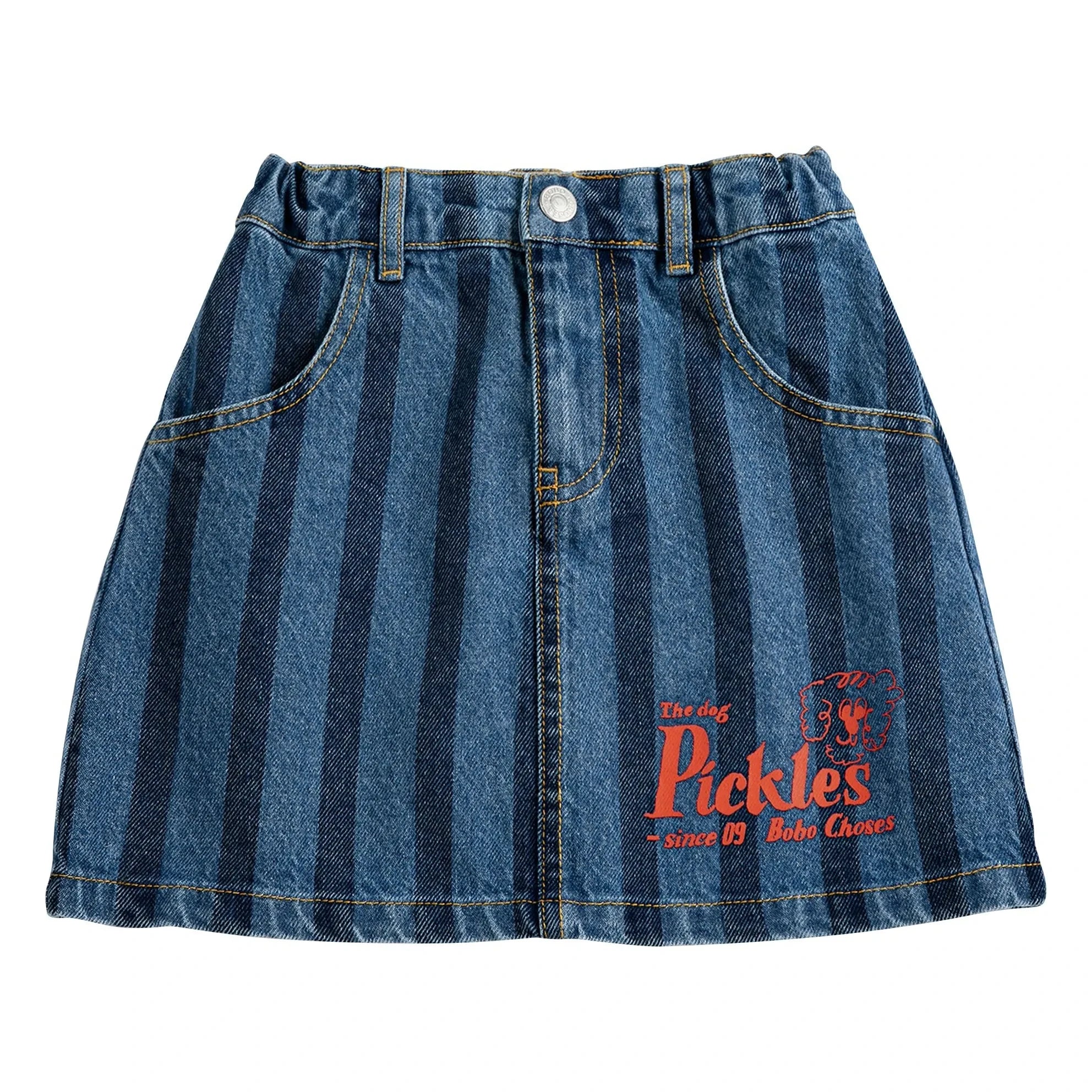 Bobo Choses - Çizgili Denim Etek Organik Pamuk | Mavi
