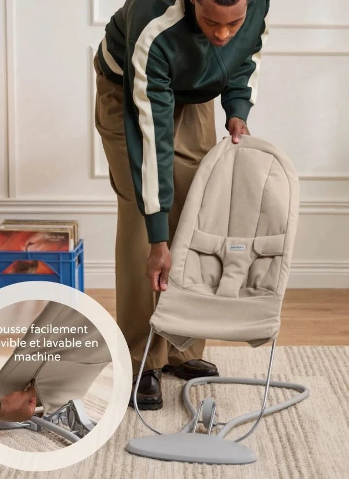 BabyBjörn - Begin Wippe - Weich gebürsteter Webstoff, Sandgrau | Sandgrau